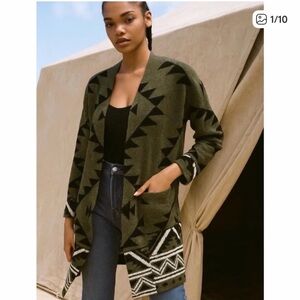 Frye Women's The Cozy Cardigan Olive Green Black
Southwest Aztec Western Size M